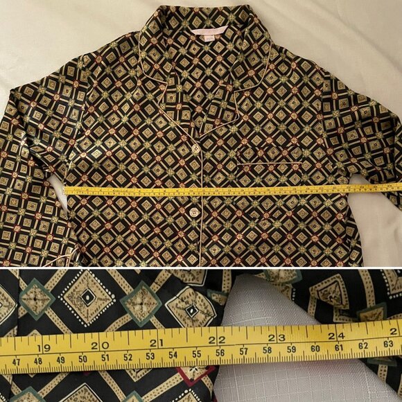 Vintage Victorias Secret Womens Satin Pajama Top Sz L Geometric Diamond Pattern - Picture 9 of 9